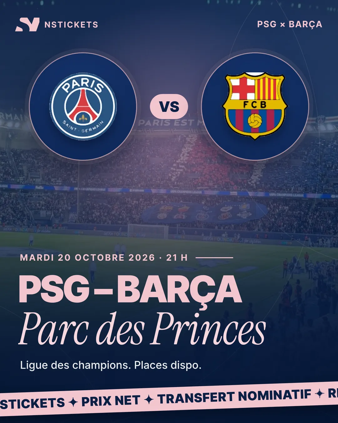 PSG – Barça, Parc des Princes, 20 oct. 2026